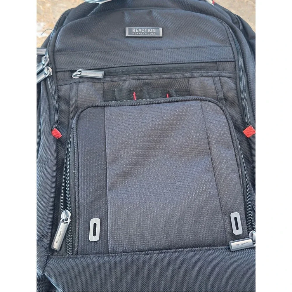 Kenneth Cole Reaction Black Backpack with Red Accents, travel bag